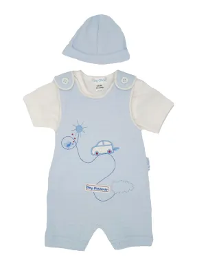Daydreamer Set, Blue: Dungarees, Top & Hat