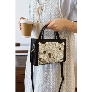 Dazzling PU Leather Sequin Handbag Shimmers in Black and Gold