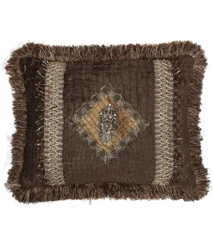 Decorative Accent Pillow Chocolate Croc Chenille Embellished Rectangle 18x14