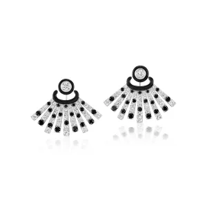 Diamond & Black Agate Fan Earring