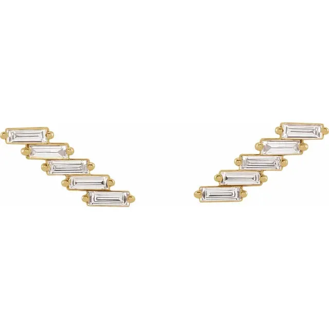 Diamond Baguette Climber Earrings