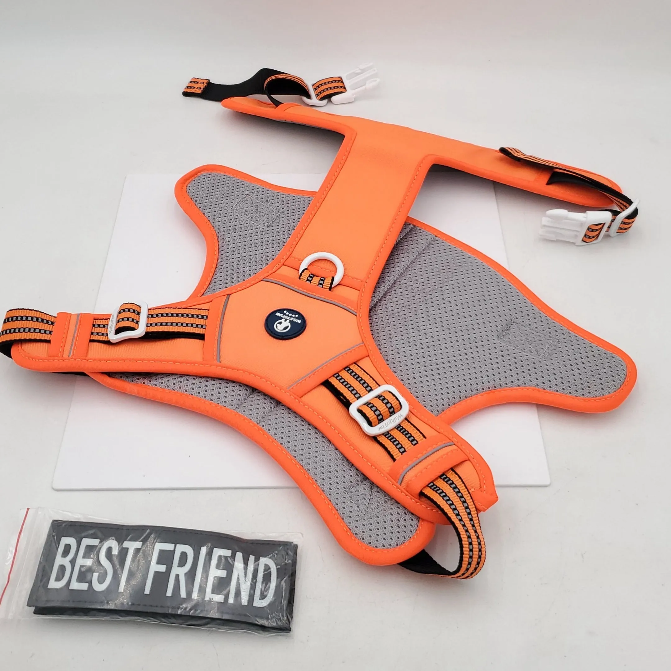 Dog Harness Adjustable No-Pull Pet Harness Working Training Tactical Dog Harness (XL, Orange)