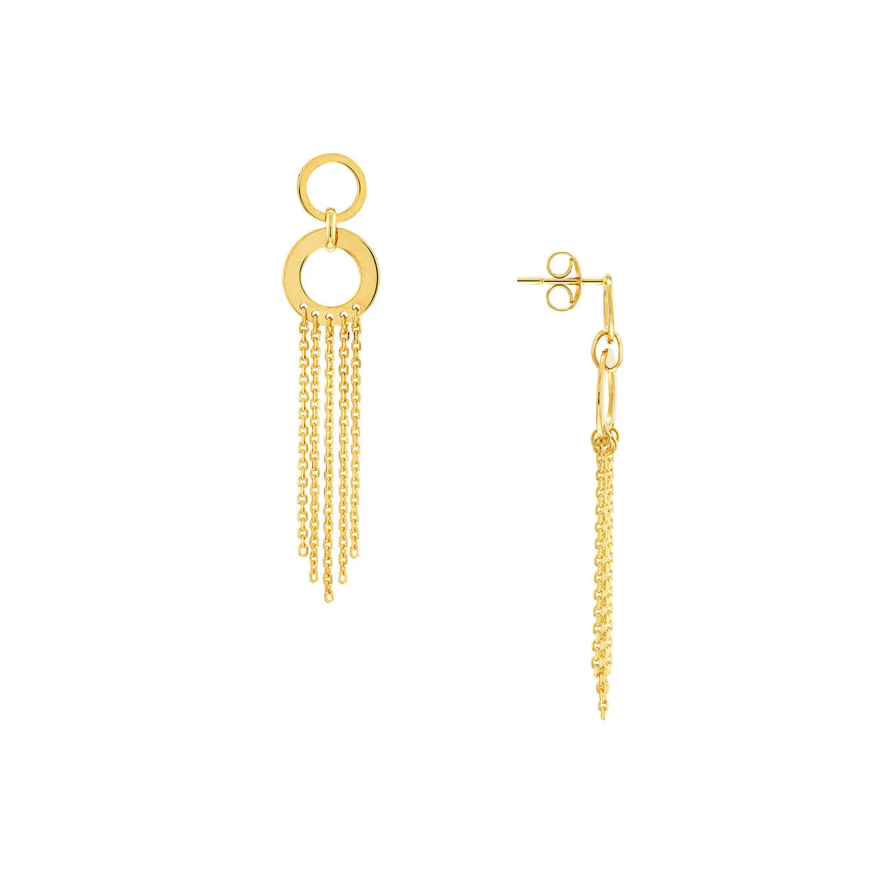 Door Knocker Earrings with Fringe Chain