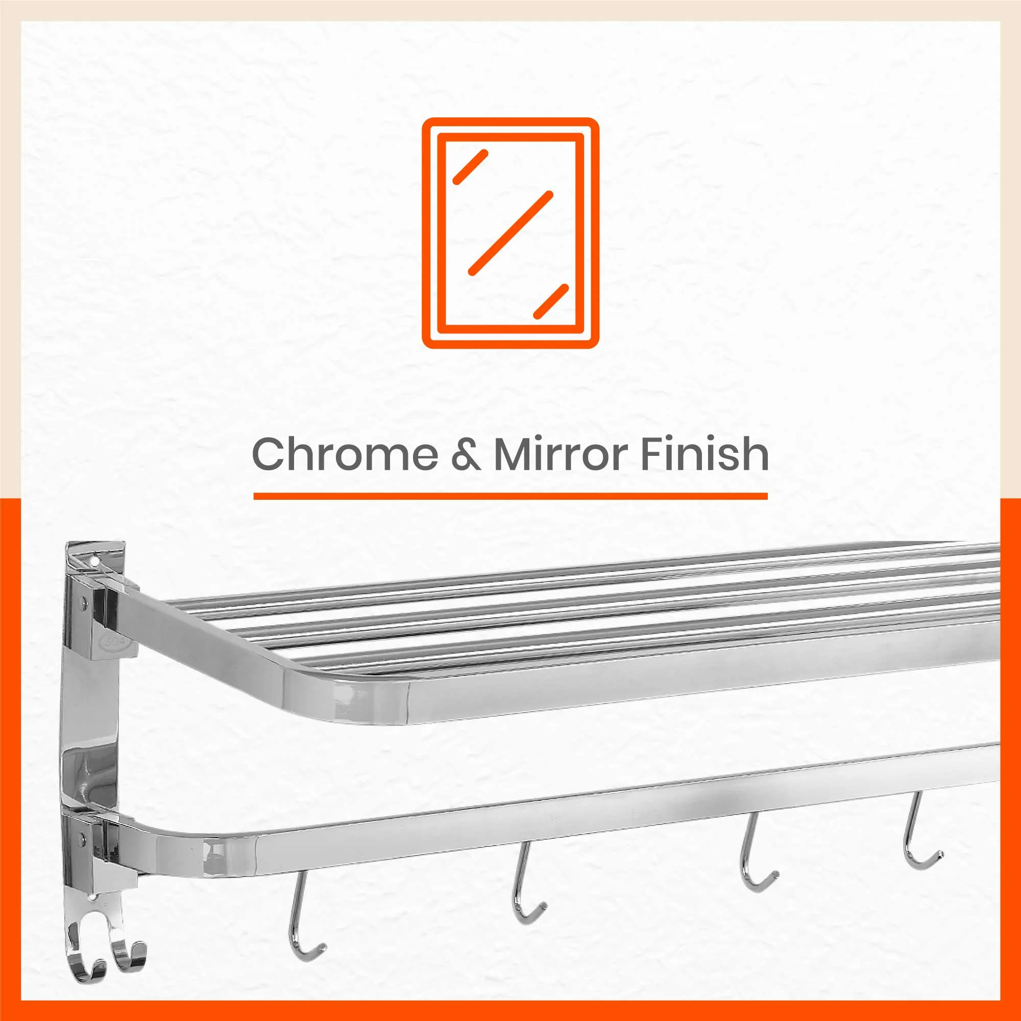 Dorado Double Folding Stainless Steel Towel Rack / Holder / Stand For Home (Medium - 18 inches)