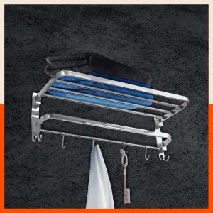 Dorado Double Folding Stainless Steel Towel Rack / Holder / Stand For Home (Medium - 18 inches)