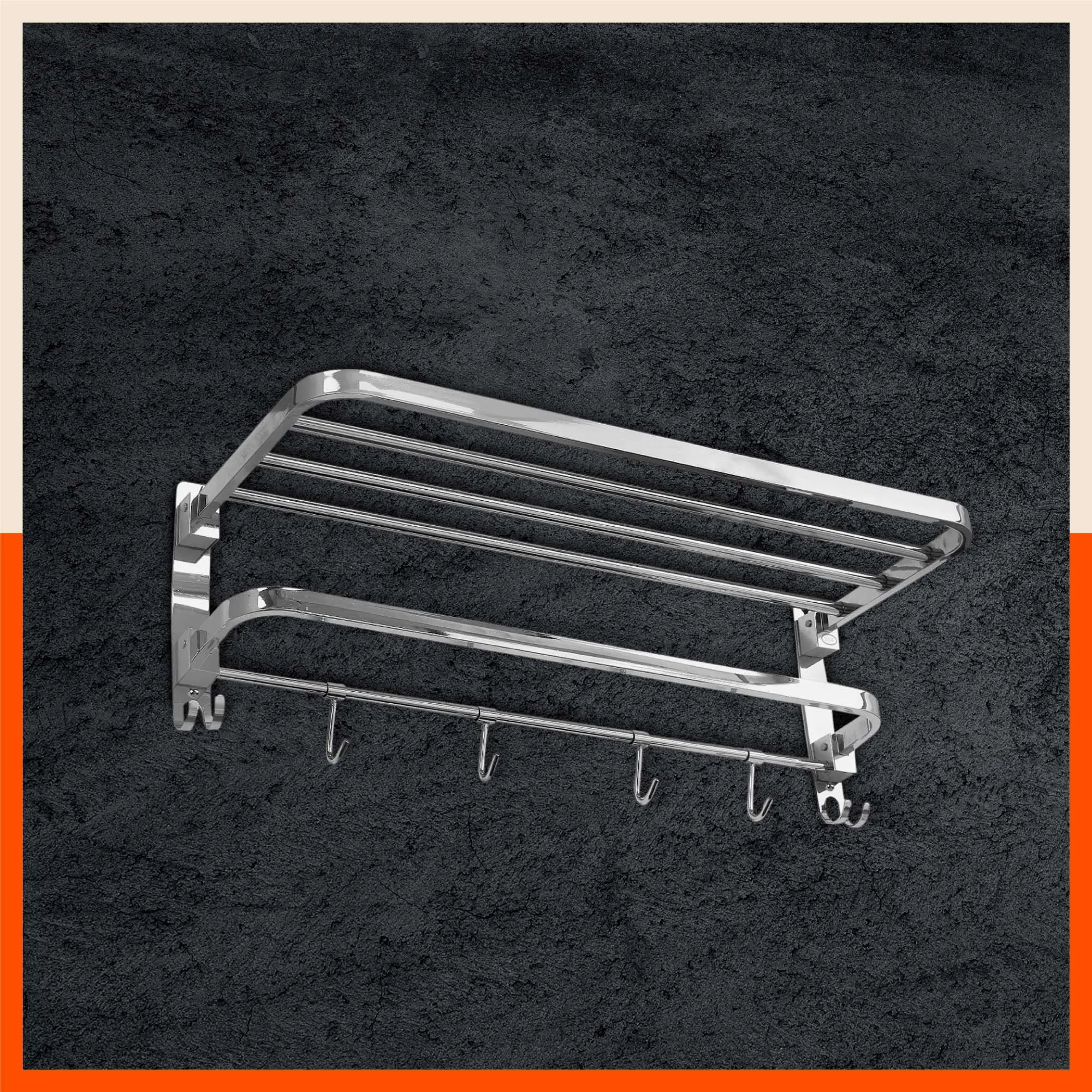 Dorado Double Folding Stainless Steel Towel Rack / Holder / Stand For Home (Medium - 18 inches)