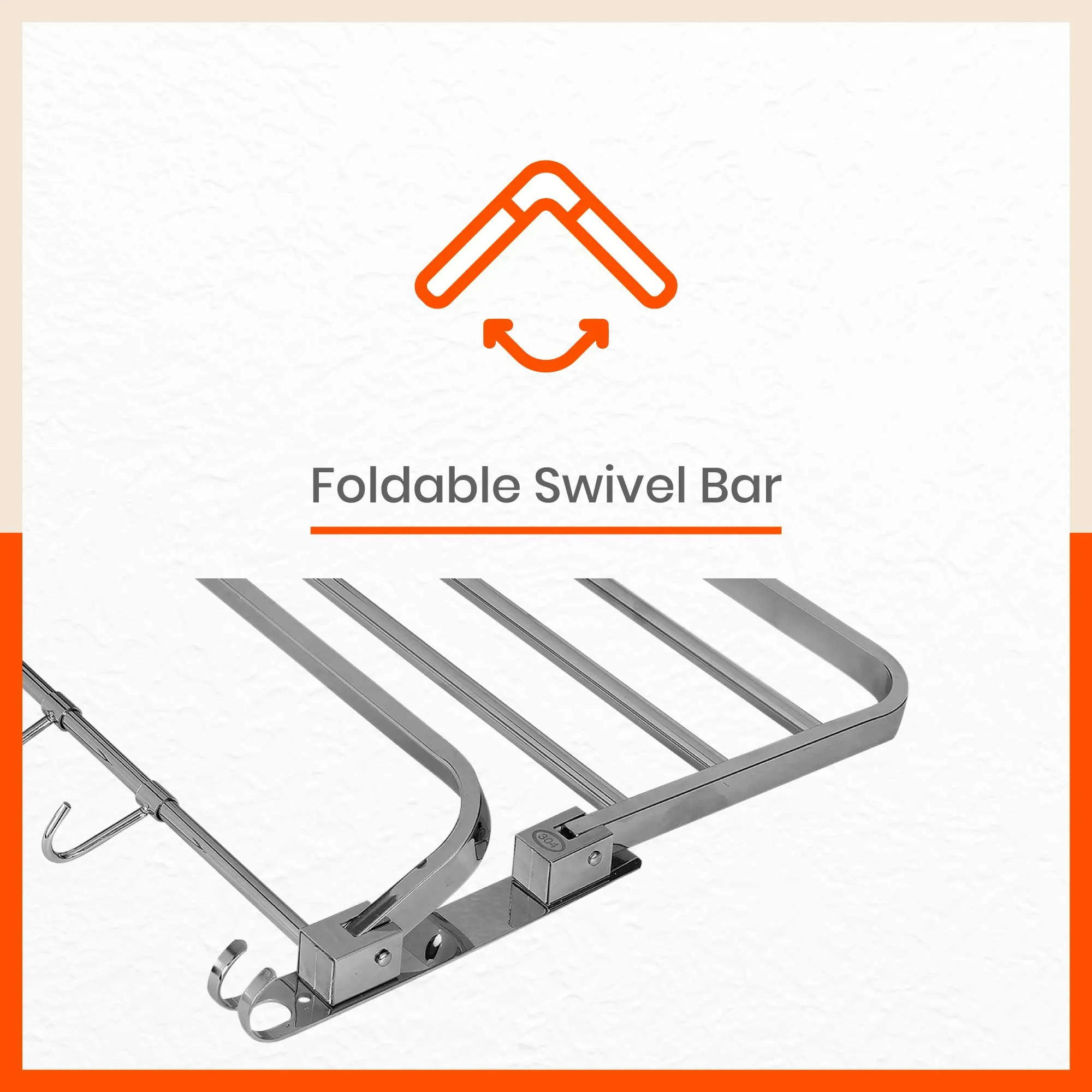 Dorado Double Folding Stainless Steel Towel Rack / Holder / Stand For Home (Medium - 18 inches)