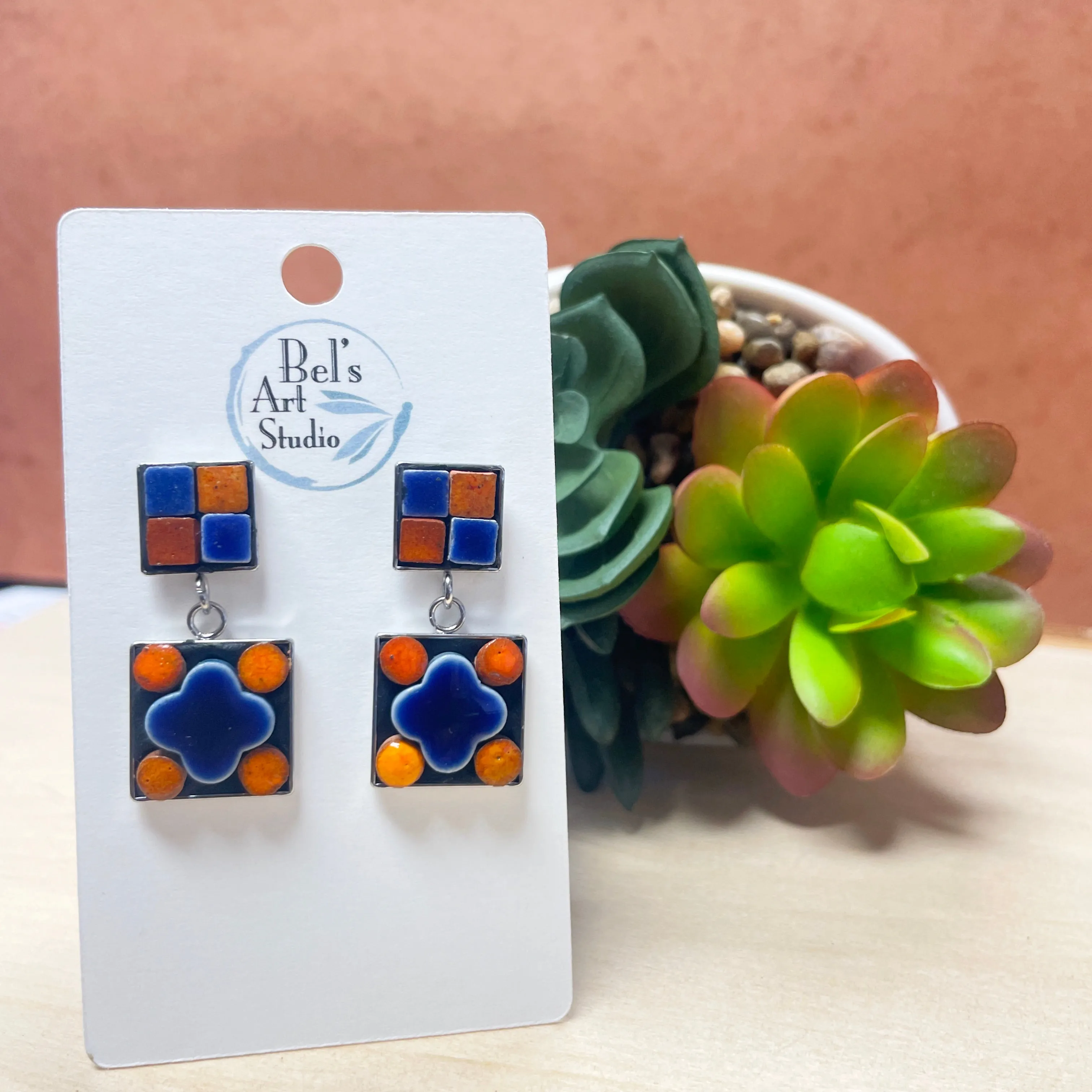 Double square earrings