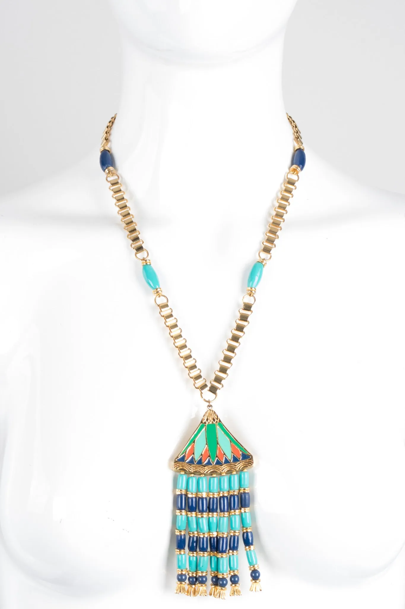 Egyptian Inspired Bead Fringe Pendant