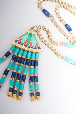 Egyptian Inspired Bead Fringe Pendant
