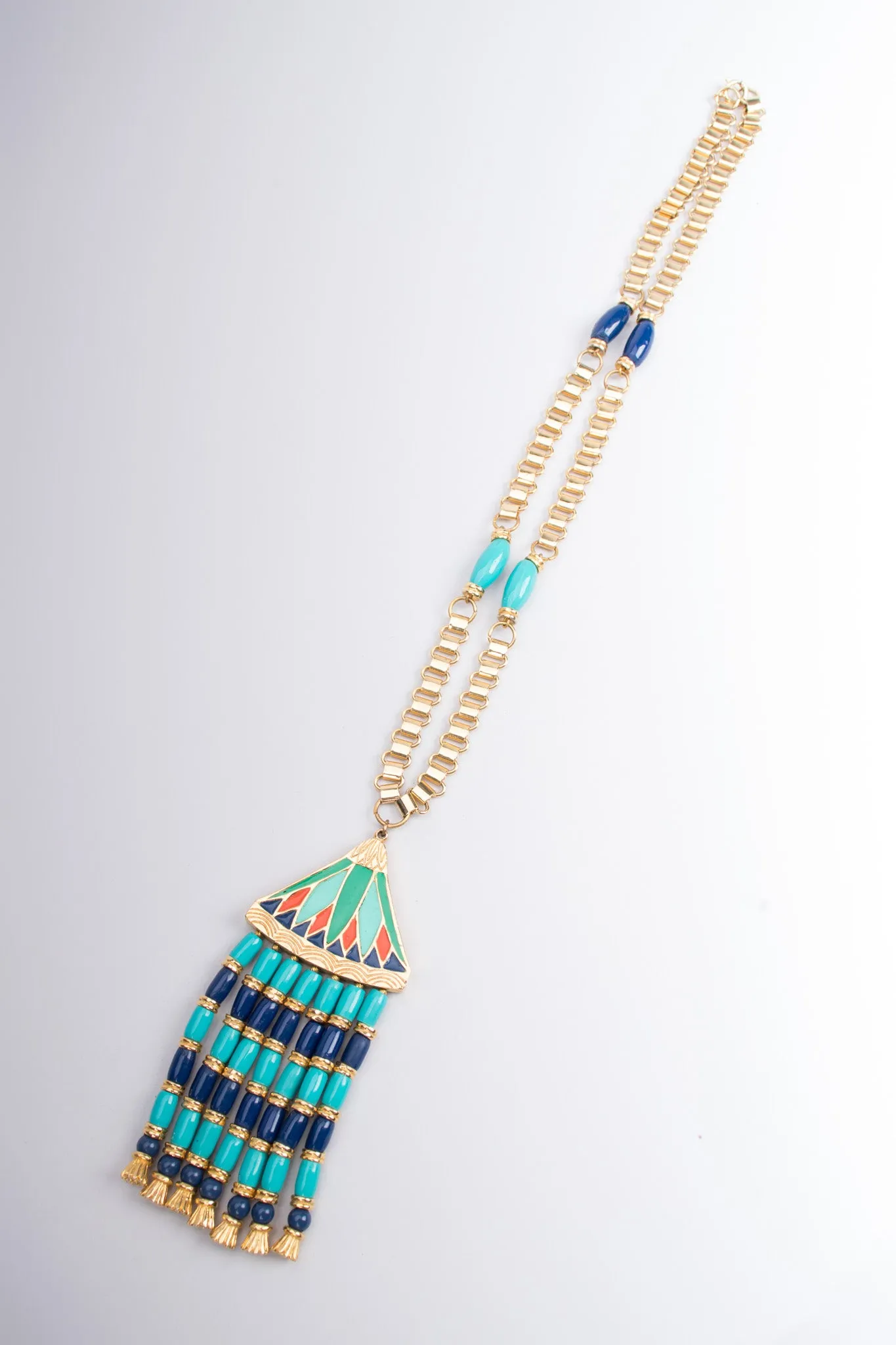 Egyptian Inspired Bead Fringe Pendant