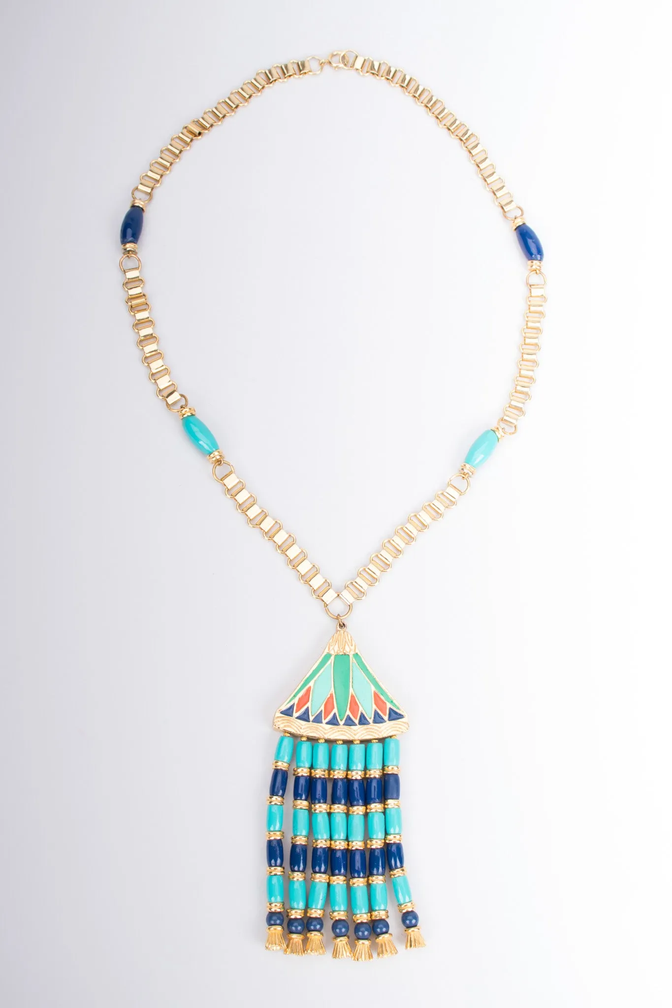 Egyptian Inspired Bead Fringe Pendant