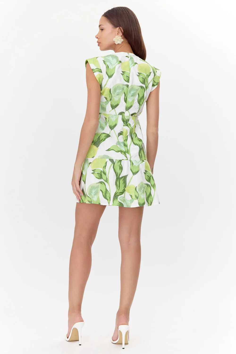 Eloise Twist Front Embroidered Tiered Mini Dress