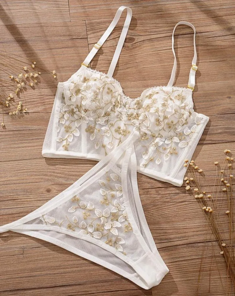 Embroidered Bra Set
