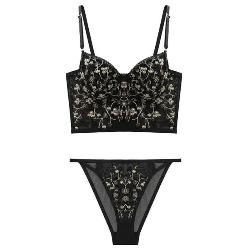 Embroidered Bra Set