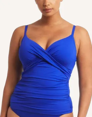 Essentials Cobalt Cross Front DD/E Tankini Top