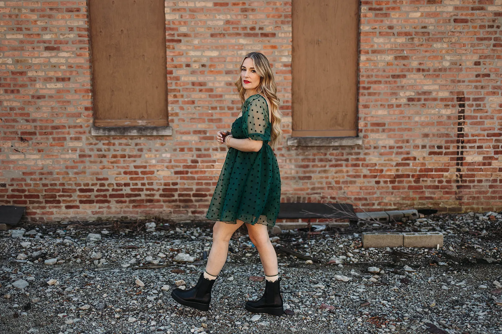 everly babydoll dress in hunter green