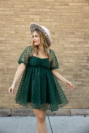 everly babydoll dress in hunter green