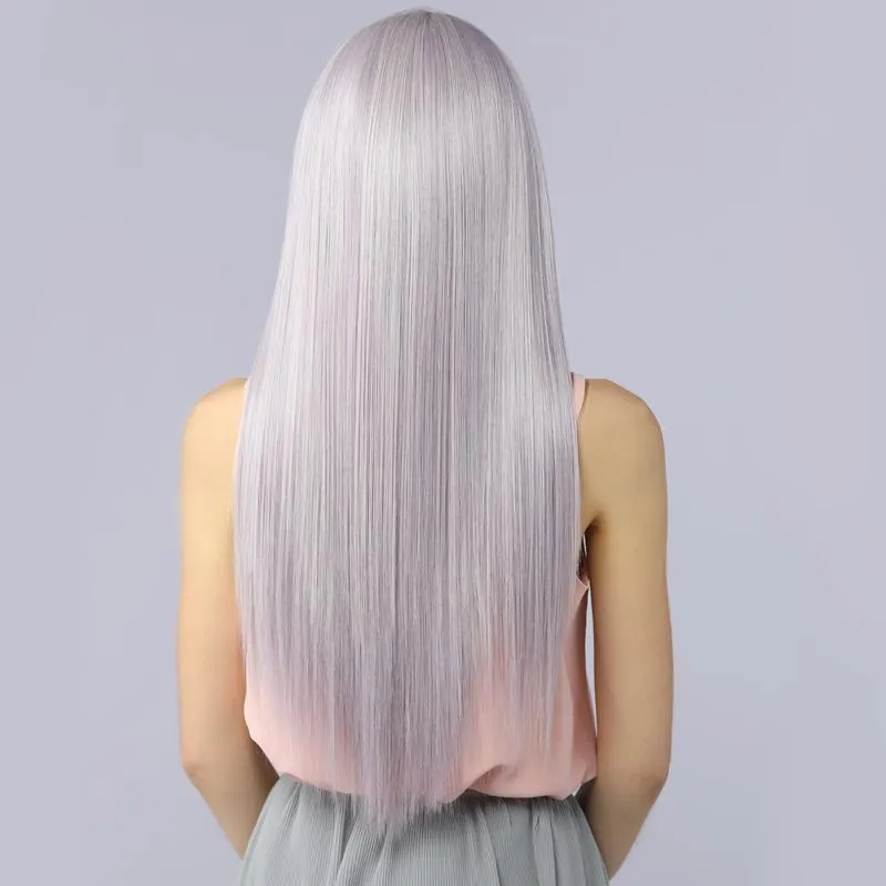 Fake Scalp Synthetic Lace Front Straight Wigs HD Lace Mix Color 60/Purple