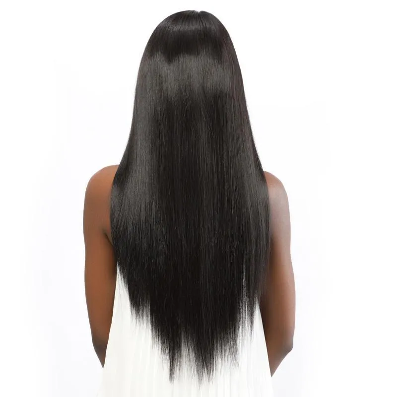 Fake Scalp Synthetic Straight lace front wig for black women black wig 2#