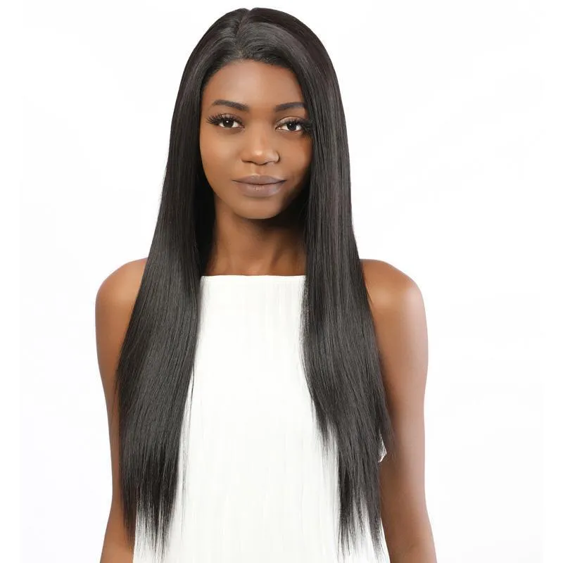 Fake Scalp Synthetic Straight lace front wig for black women black wig 2#