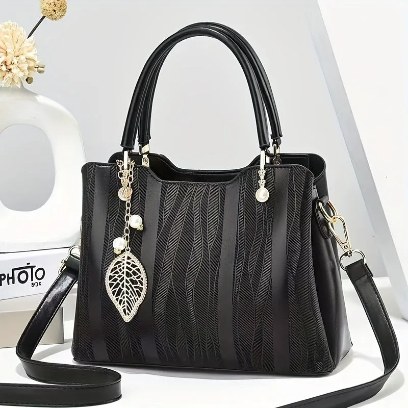 Fashionable Women's Tote Bag Large Capacity PU Shoulder Purse