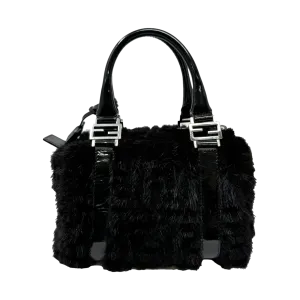 Fendi Black Logo Fur Top Handle