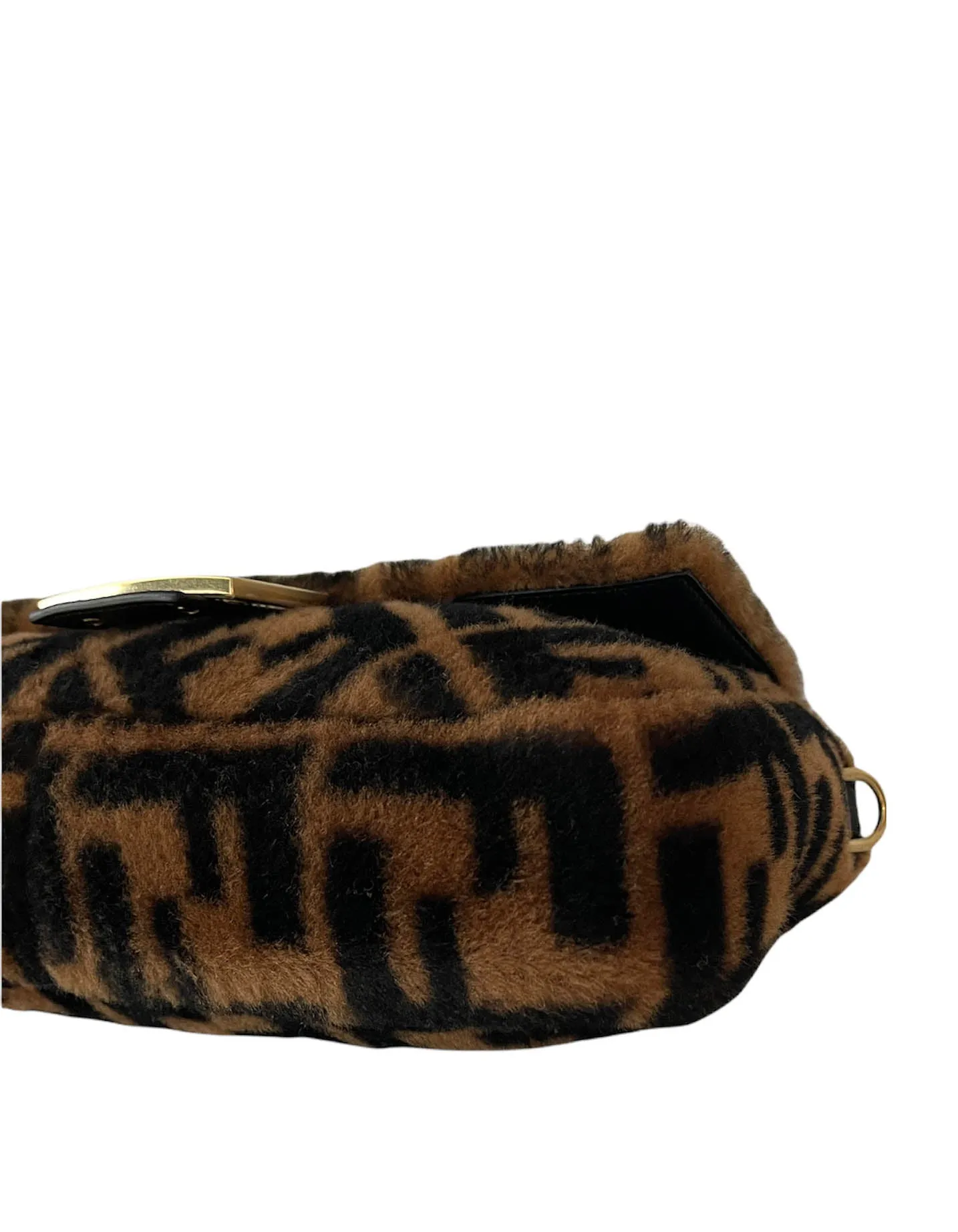 Fendi Brown Monogram Sheepskin Baguette NM Bag w/ Two Straps