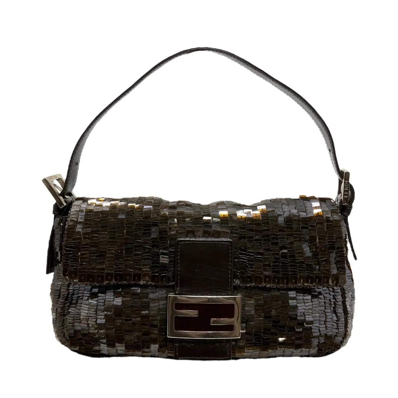 Fendi Brown Sequin Baguette Bag