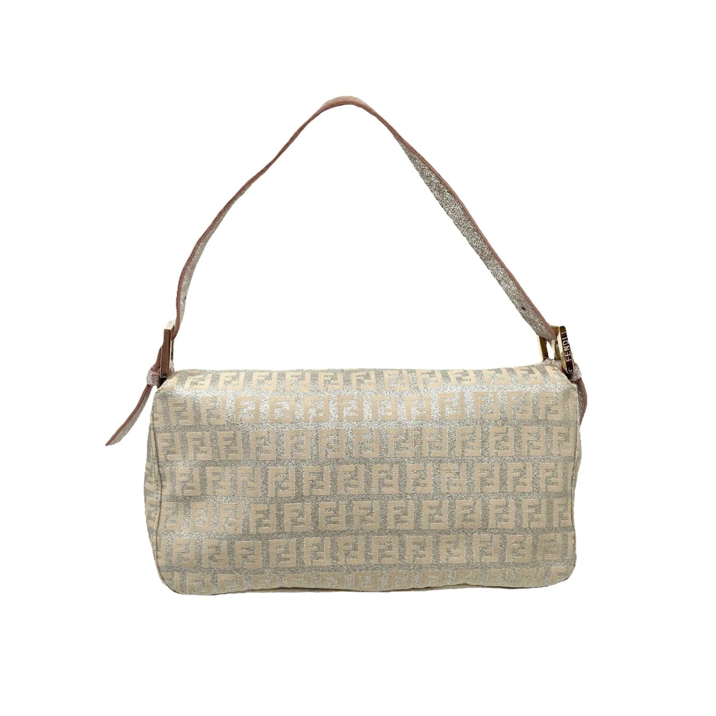 Fendi Rose Gold Logo Baguette Bag