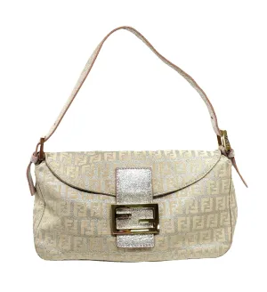 Fendi Rose Gold Logo Baguette Bag