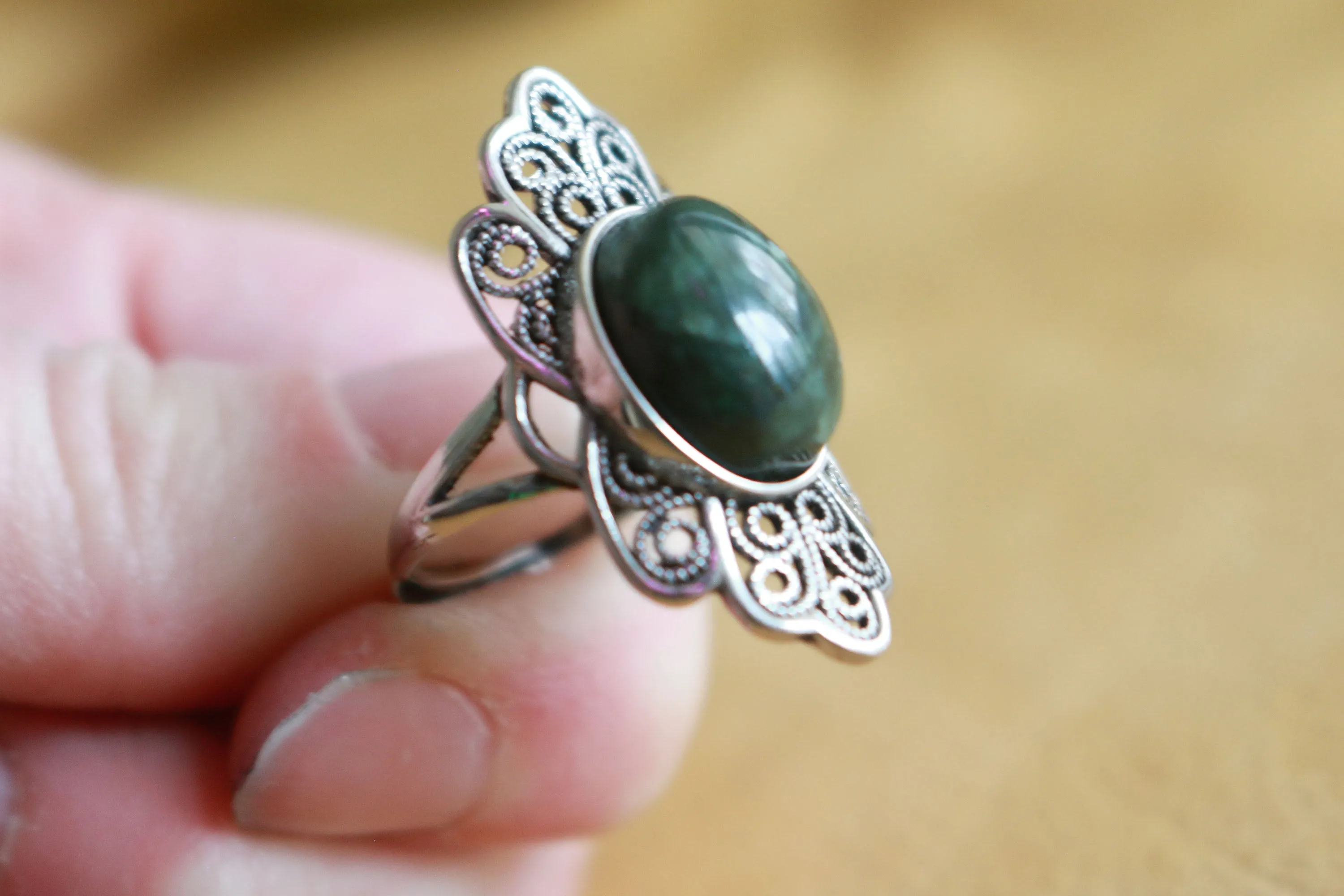 Filagree Seraphinite Adjustable Ring