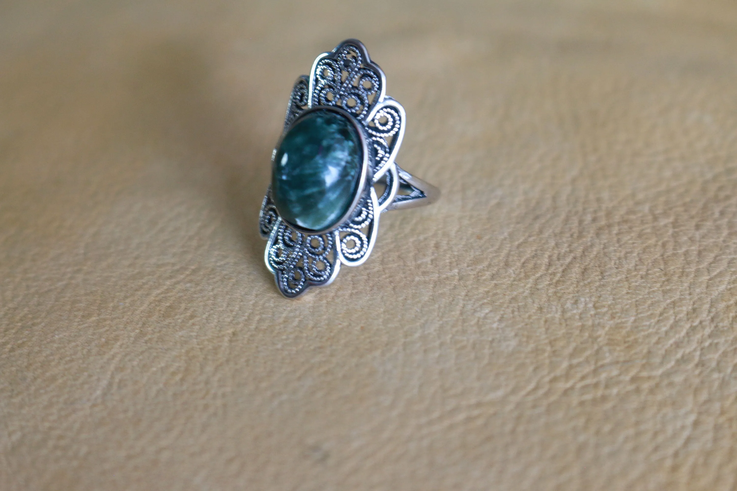 Filagree Seraphinite Adjustable Ring
