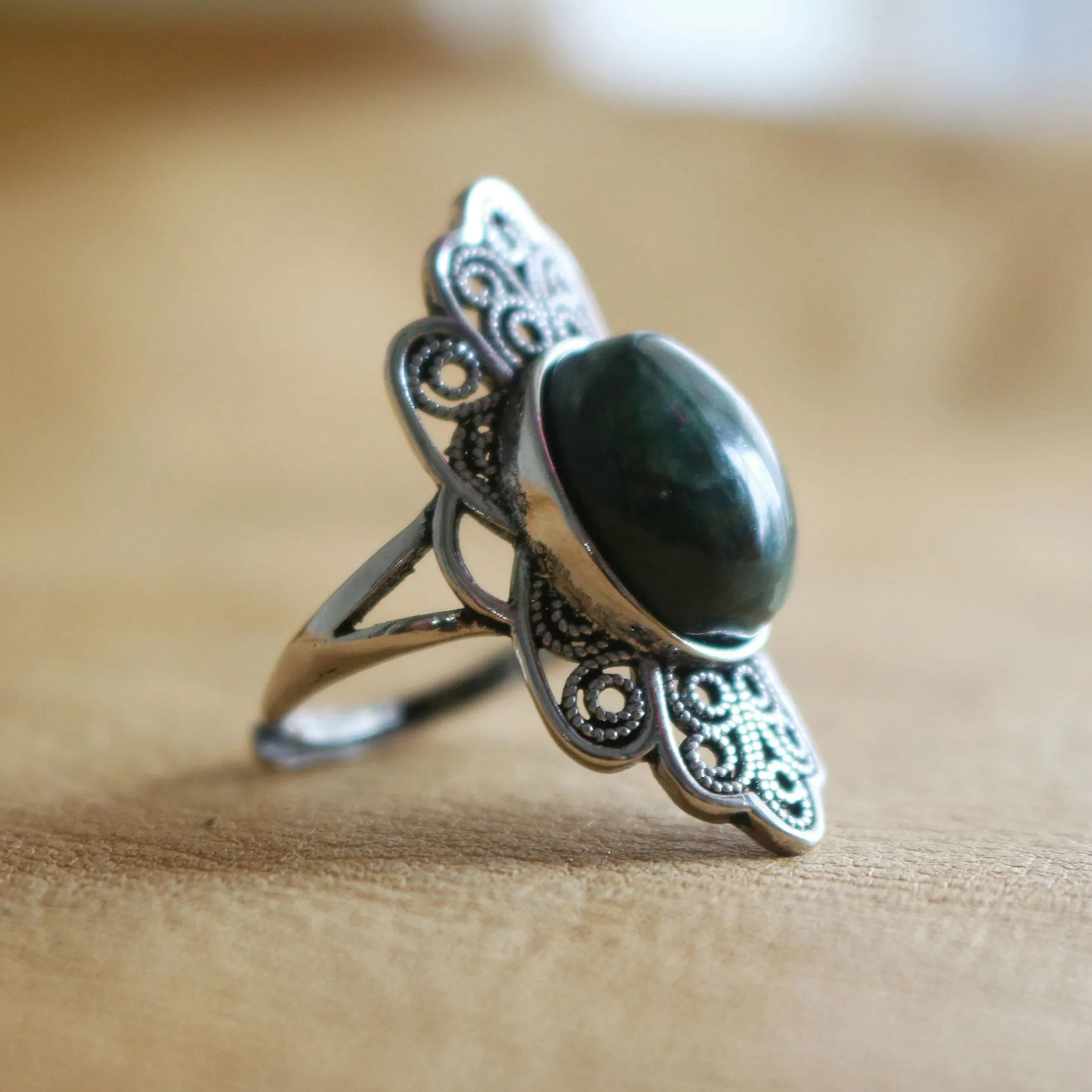 Filagree Seraphinite Adjustable Ring