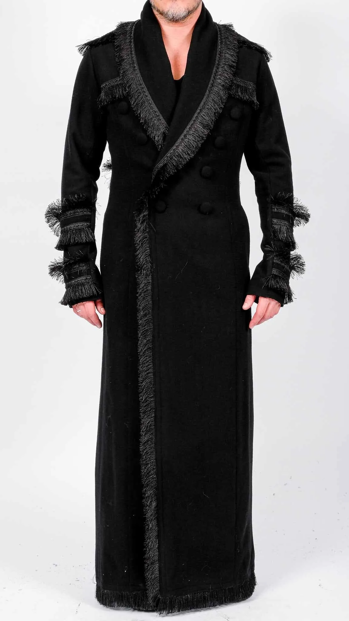 Floor Length Coat with Fringes