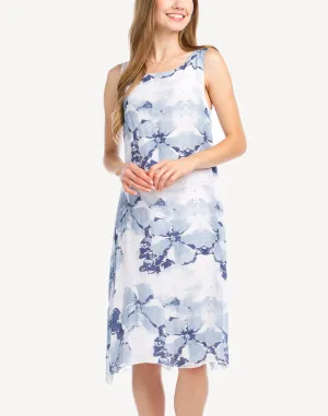Floral Burst Linen Short Dress