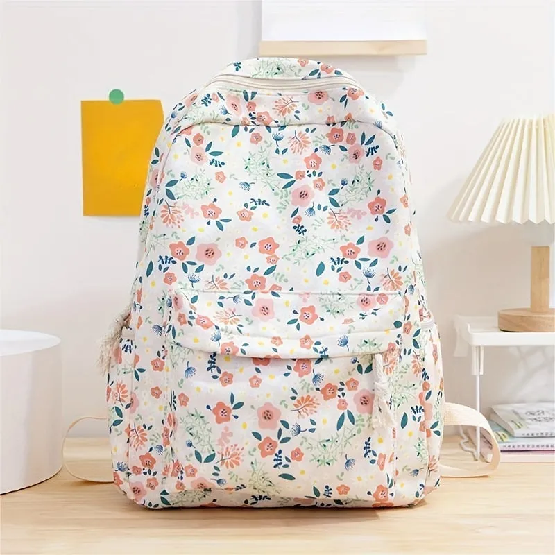Floral Corduroy Backpack for Students & Professionals