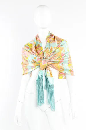Floral Leaf Fringe Shawl