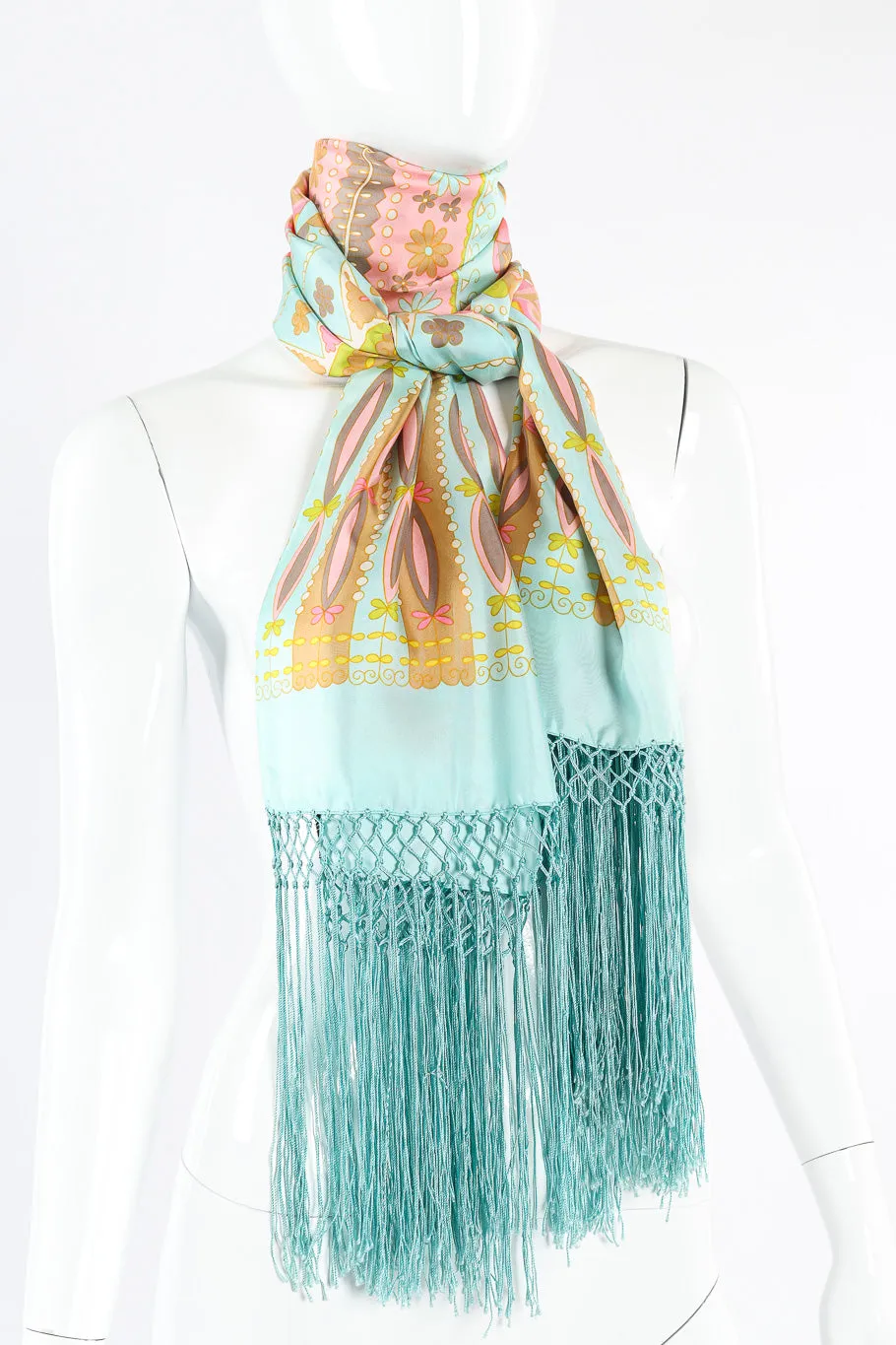 Floral Leaf Fringe Shawl