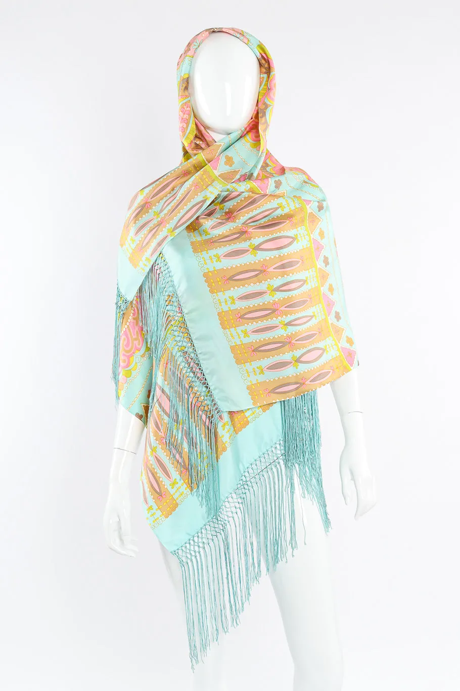 Floral Leaf Fringe Shawl