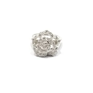 Flower Spiral Outline CZ Ring