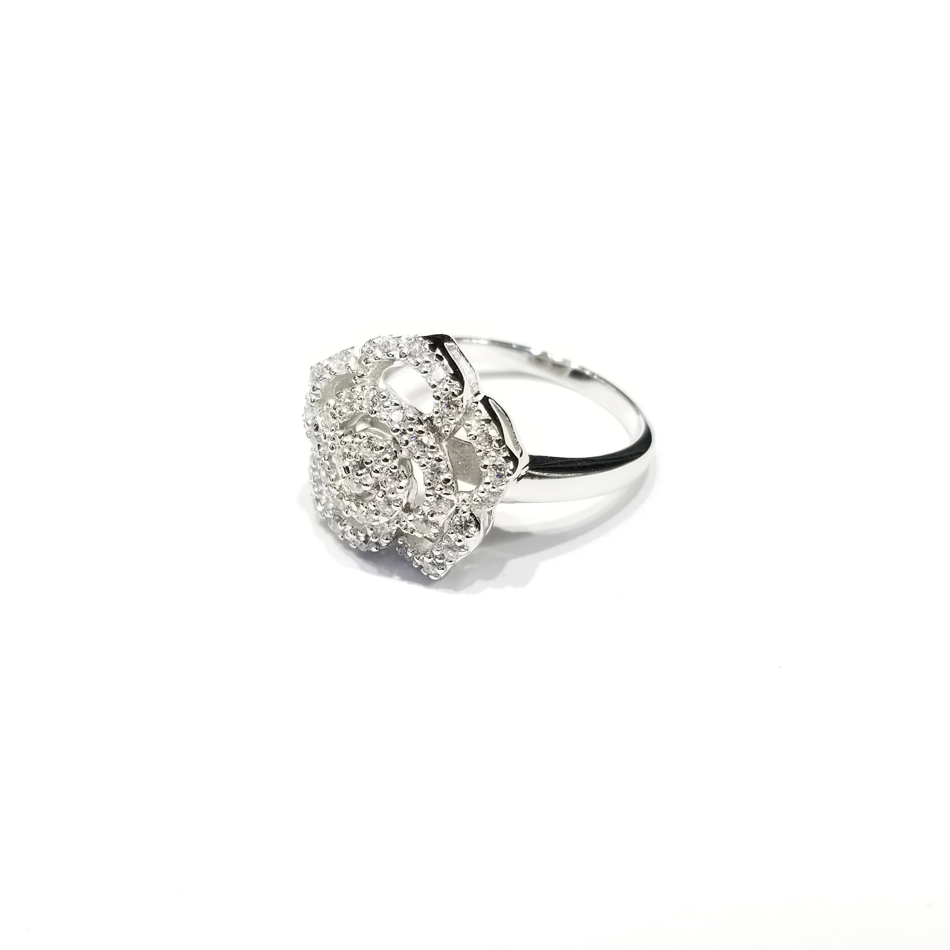 Flower Spiral Outline CZ Ring