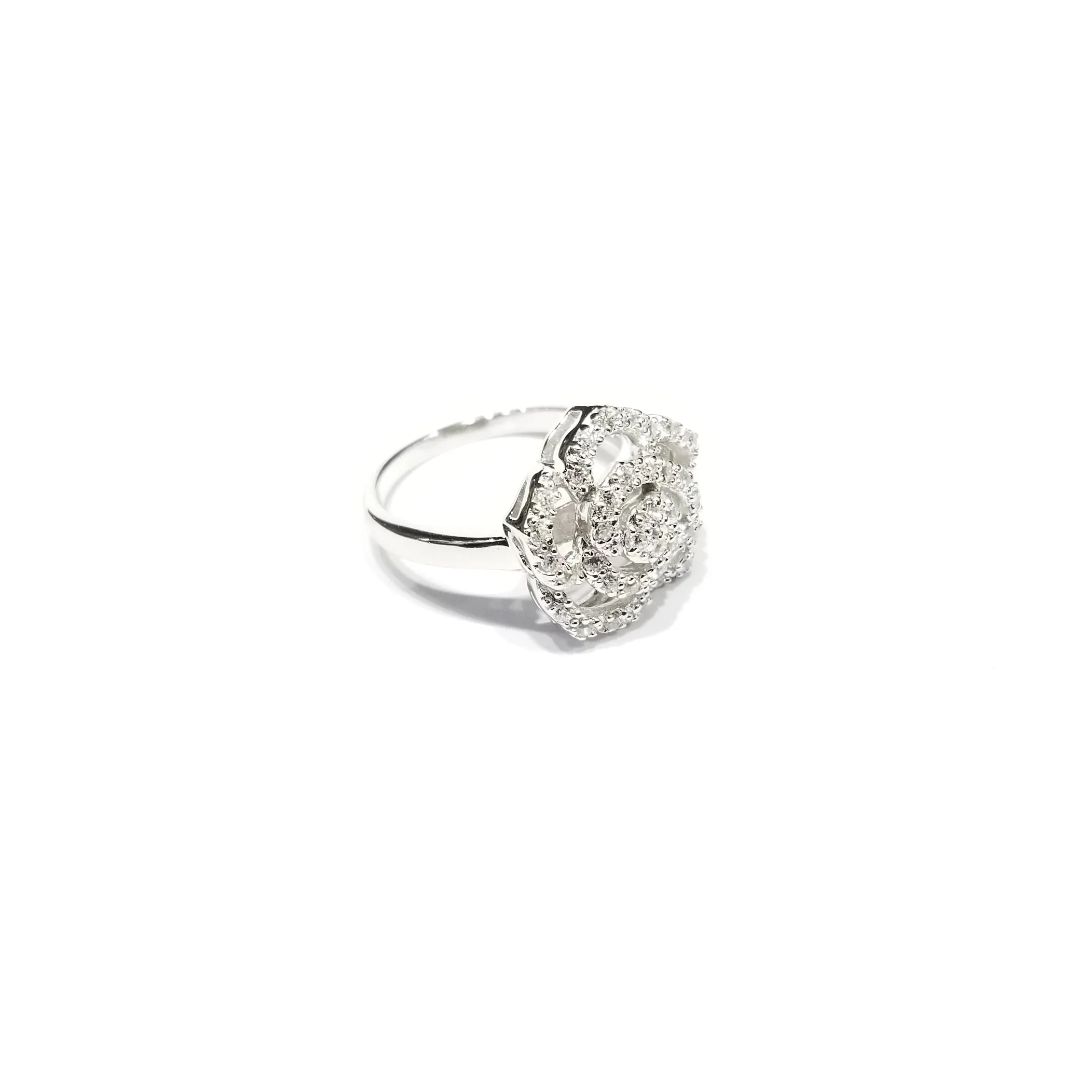 Flower Spiral Outline CZ Ring