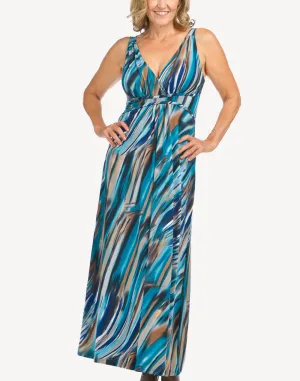 Fluid Stripes Grecian Maxi Dress