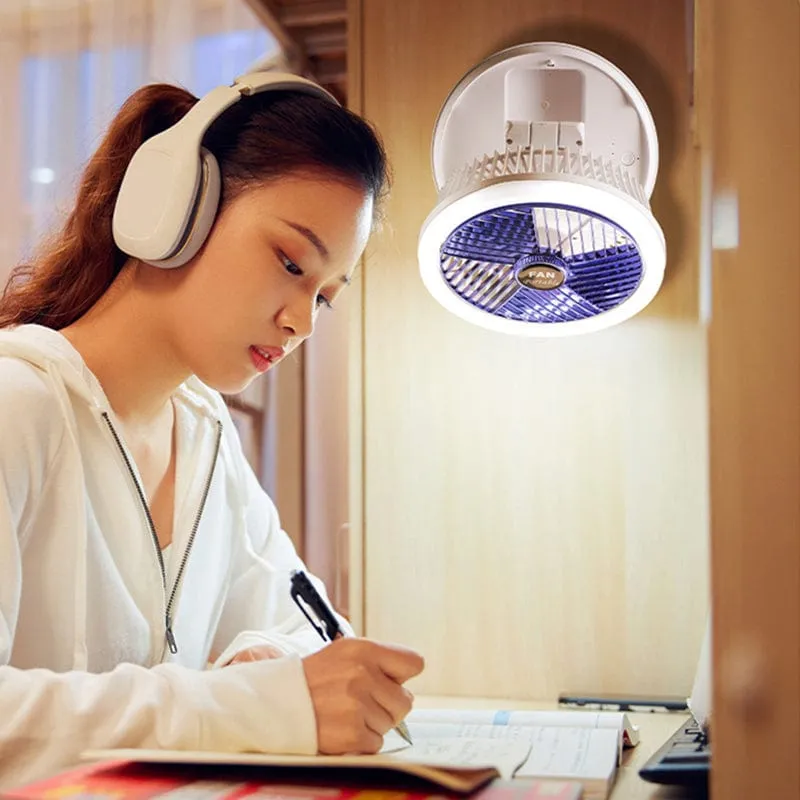 Foldable Desk Wall-mounted Fan with LED Lamp