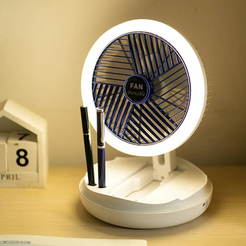 Foldable Desk Wall-mounted Fan with LED Lamp