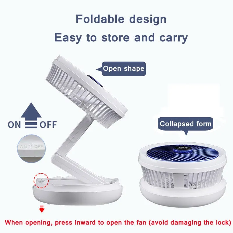 Foldable Desk Wall-mounted Fan with LED Lamp