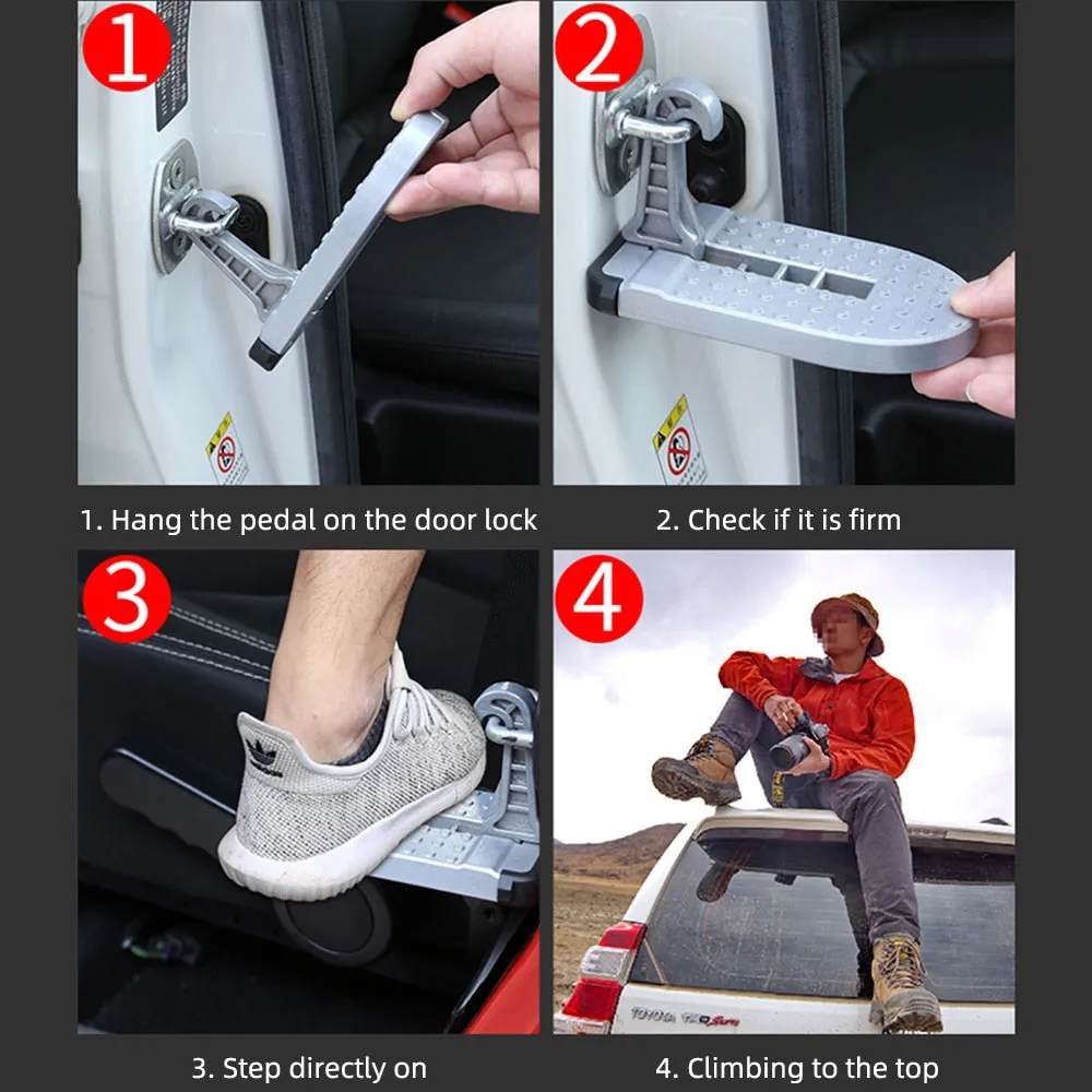 Foldable Latch Hook Foot Pedal |  Aluminum Stepping Stool To Reach Vehicle Top