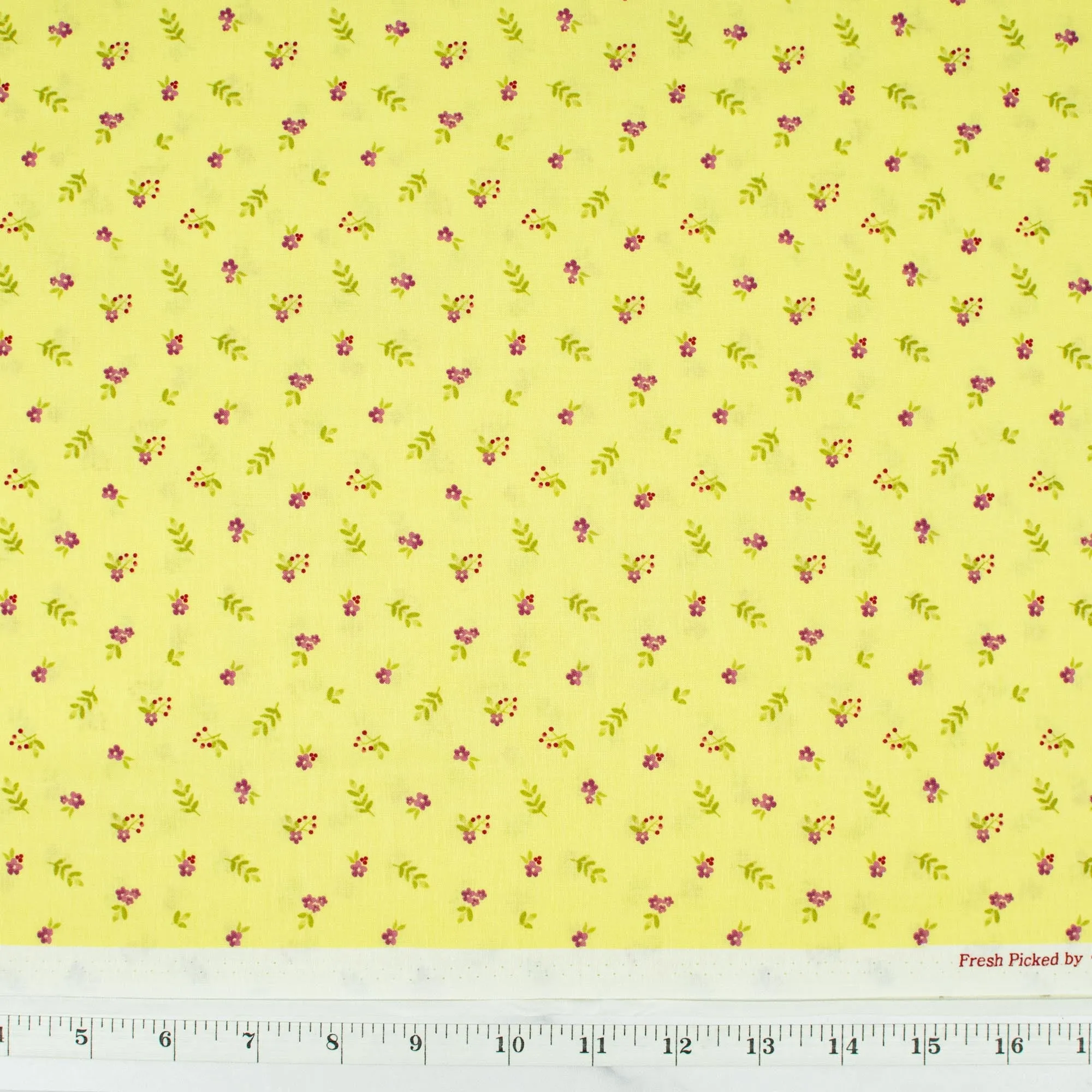 Fresh Picked by Sue Zipkin - Tiny flowers on Light Yellow Lime
