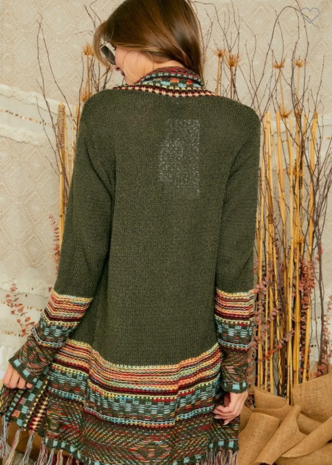 Fringe Hem Sweater Cardigan